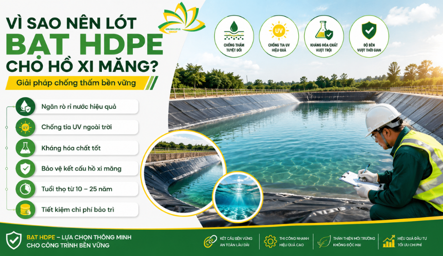 Bông Sen Vàng Group Cung Cấp Màng Chống Thấm HDPE Lót Hồ Xi Măng Chất Lượng